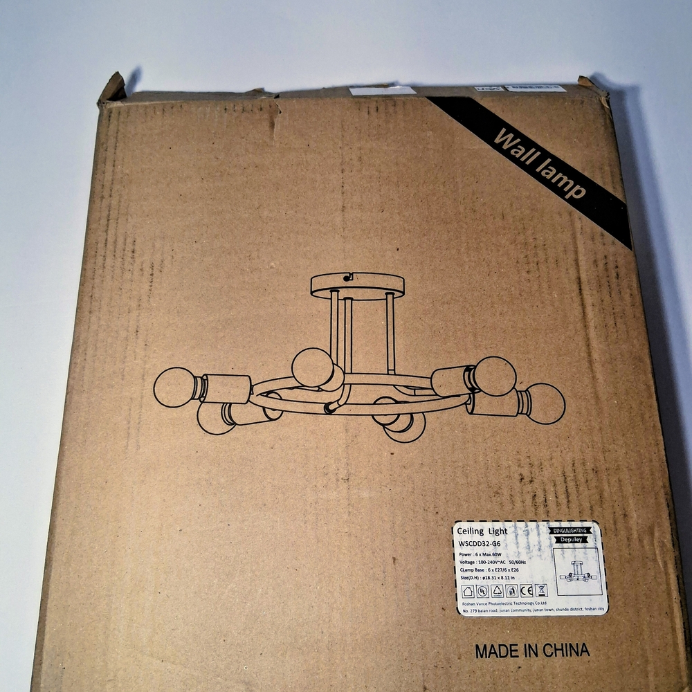 Ceiling Light Fixture - Matte Black & Brass Tone